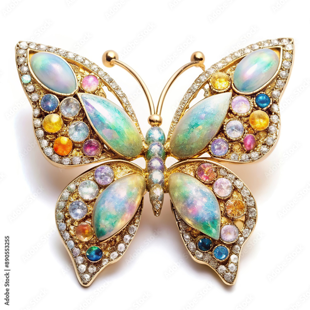 Butterfly-shaped jewelry - brooch made of gold and stones Butterfly-shaped jewelry - brooch made of gold and stones