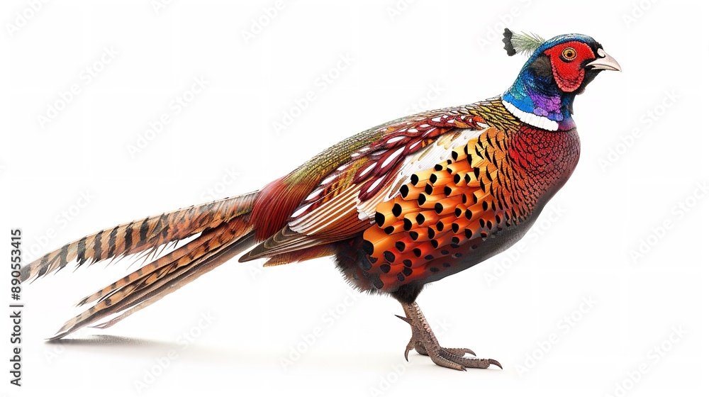 Fototapeta premium Colorful pheasant on white background