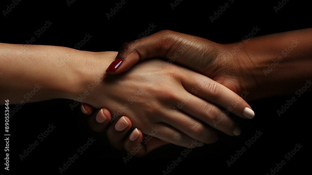 Handshake between two women, handshake between two people, concept of agreement, bussiness and friendship Handshake between two women, handshake between two people, concept of agreement, bussiness and friendship