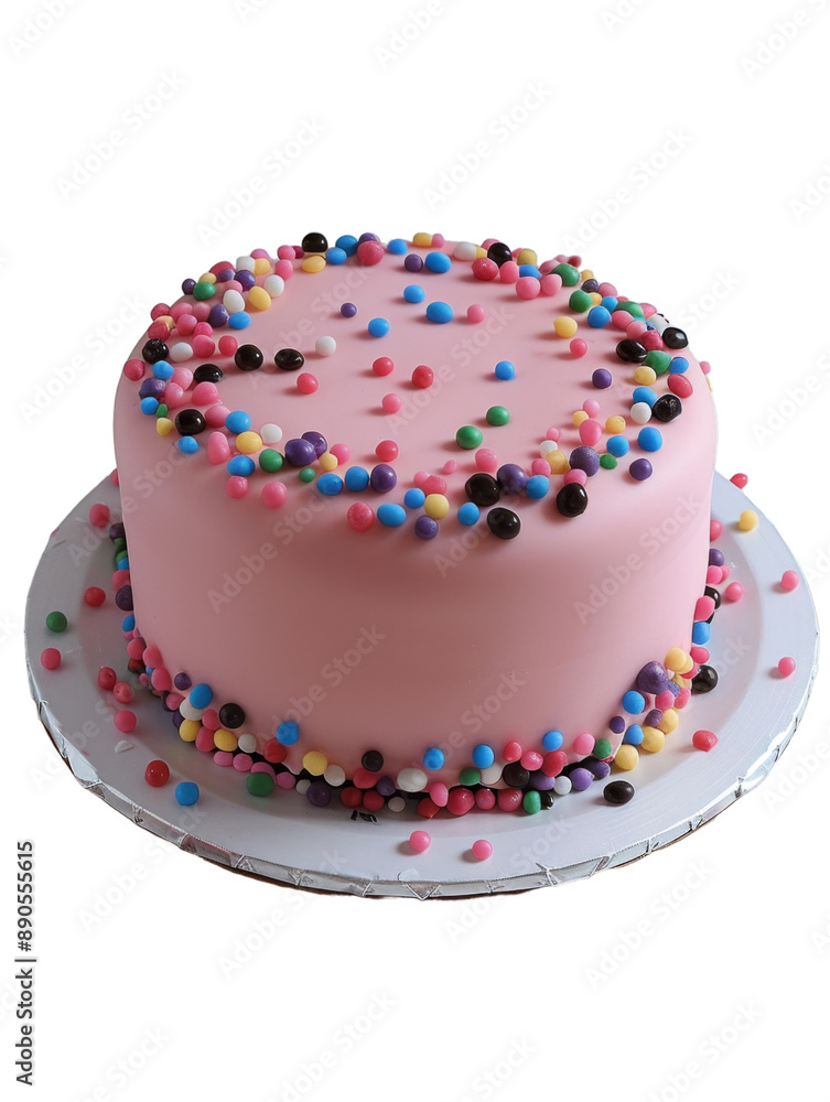 Colorful Sprinkles on Pink Fondant Cake Colorful Sprinkles on Pink Fondant Cake