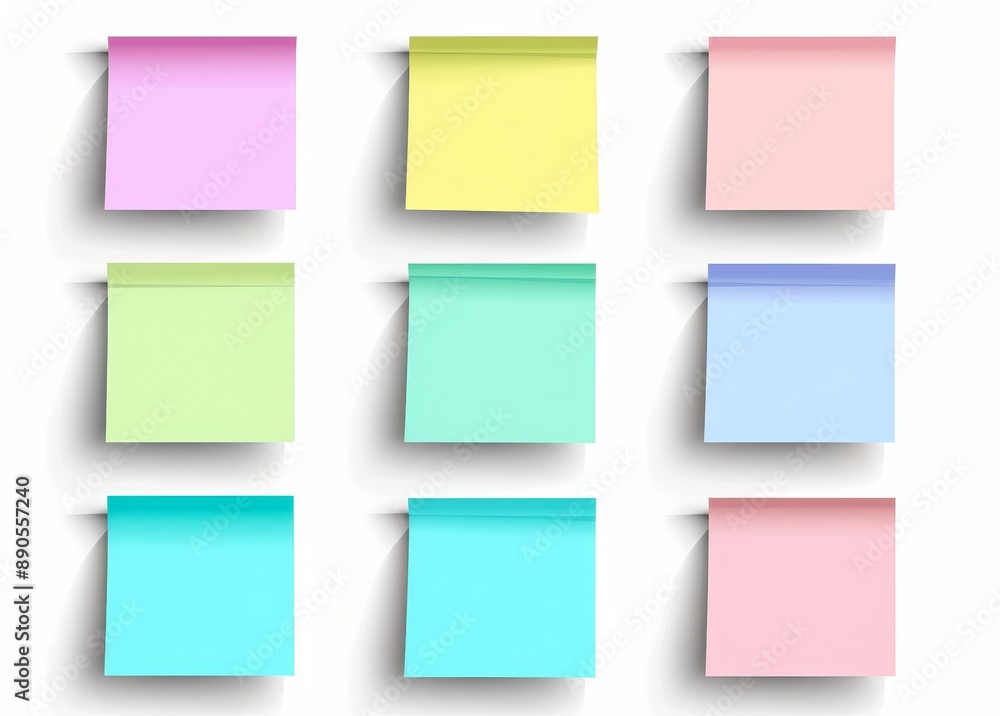 Sticky post-it note paper with a shadow. Many colours isolated on transparent background. PNG file. 3D rendering. Sticky post-it note paper with a shadow. Many colours isolated on transparent background. PNG file. 3D rendering.