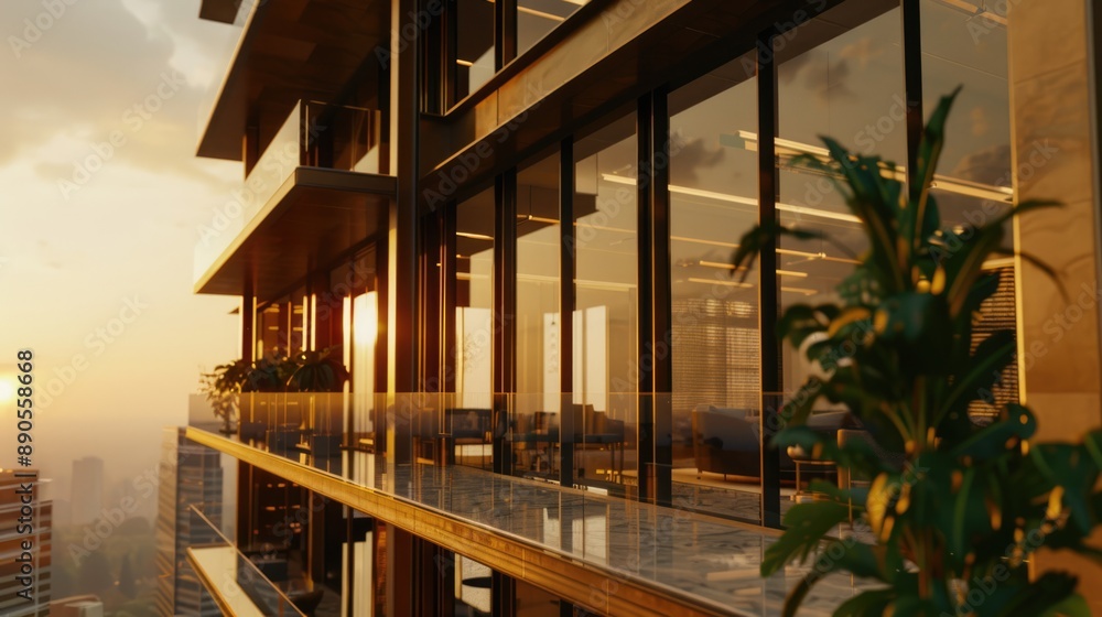 Fototapeta premium Building Plant Window Wood Condominium Facade Glass Shade Landscape Mixed-use Apartment Sky Metal