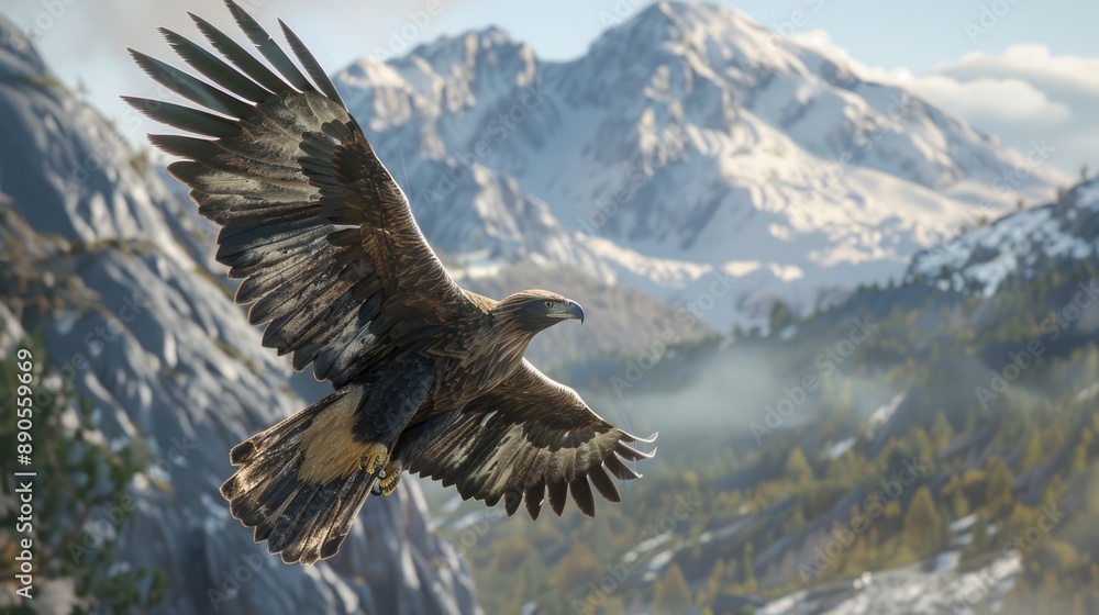 Fototapeta premium Sky Mountain Bird Accipitridae Beak Feather Falcon Falconiformes Eagle Accipitriformes Wing Cloud