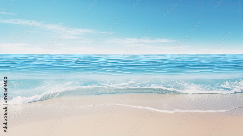Tranquil Beach Seascape With Soft Waves. Tranquil Beach Seascape With Soft Waves.