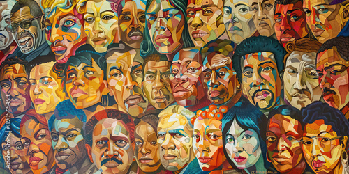 A New Vision for Governance: An inspiring mural of a utopian society, with leaders of all races and backgrounds working together