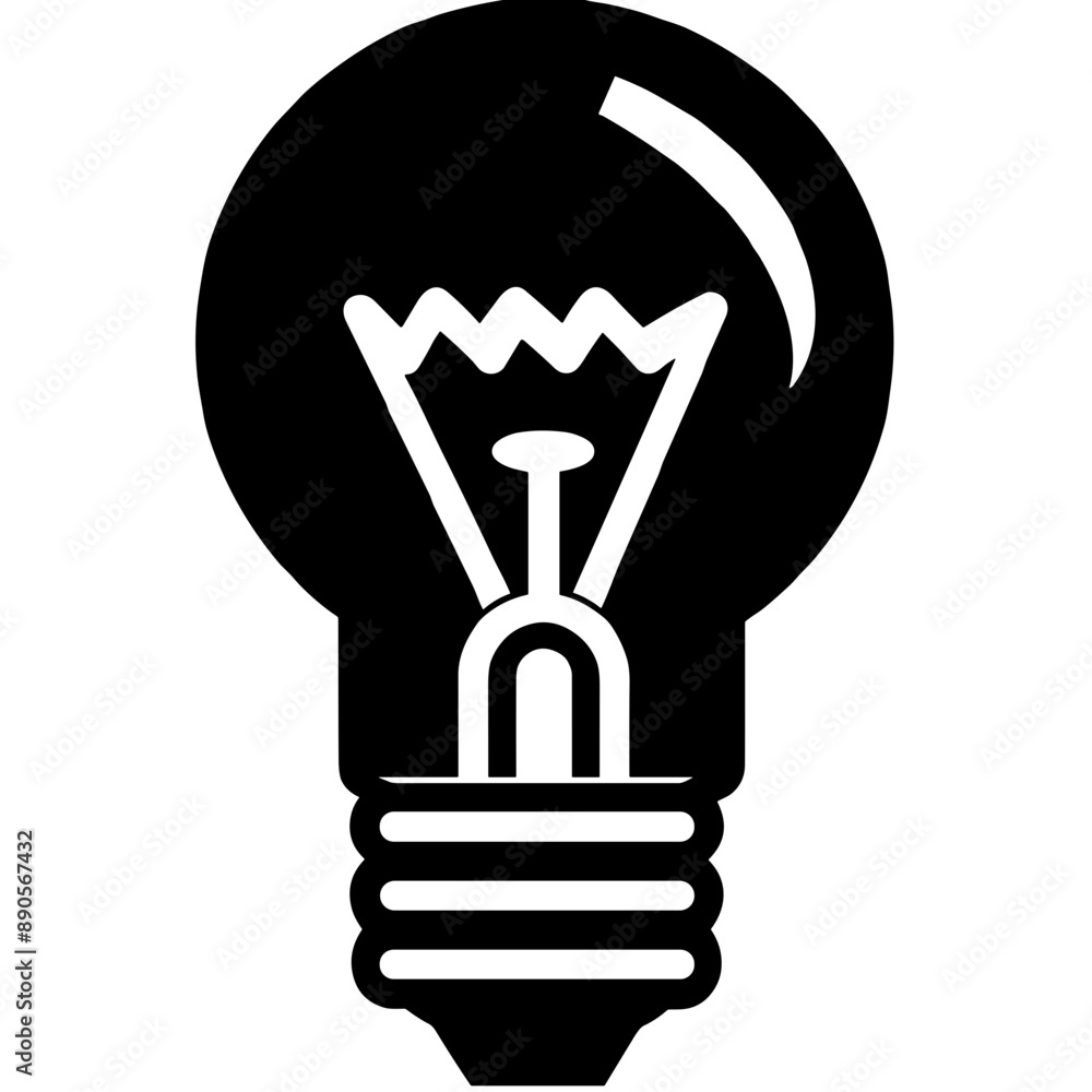 Light bulb icon, minimalist style, black and white, energy-saving concept Light bulb icon, minimalist style, black and white, energy-saving concept