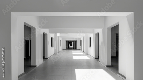 Minimalist Architecture Hallway Perspective © Chananphat