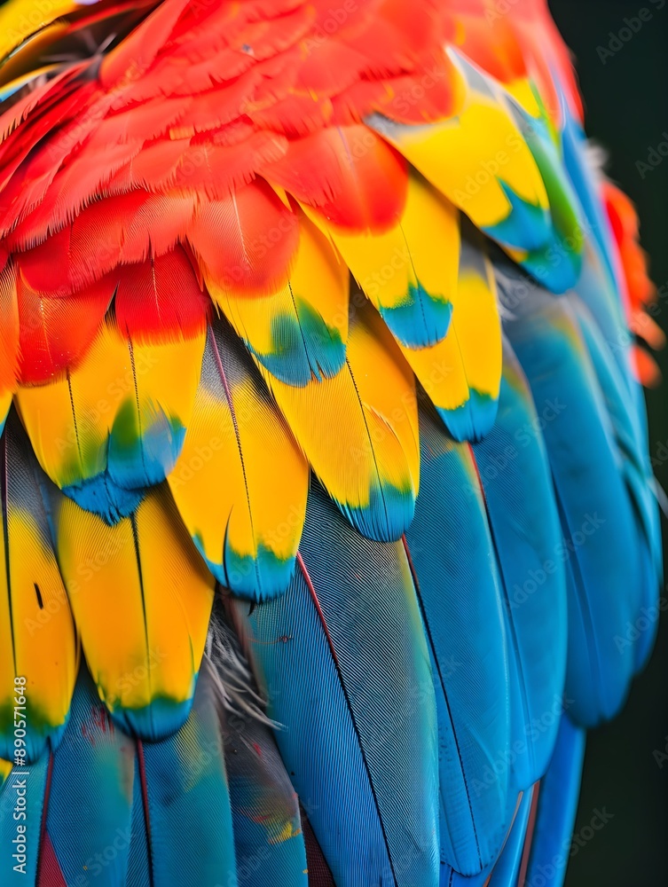 Obraz premium Close up of colored feathers from a parrot 