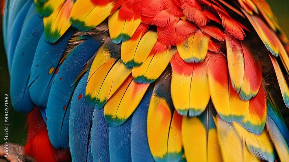 Obraz premium Close up of colored feathers from a parrot 