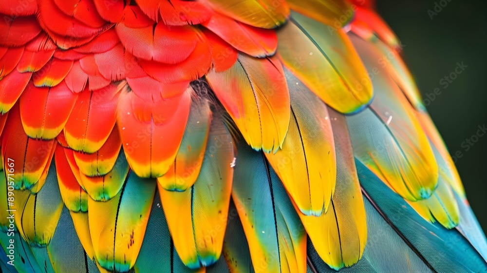 Fototapeta premium Close up of colored feathers from a parrot 