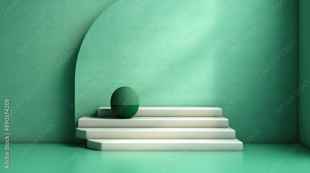 Abstract Minimalist Green and White Studio Abstract Minimalist Green and White Studio