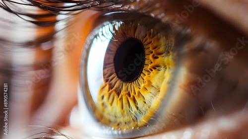 Closeup of an eye with a beautiful iris, macro photography.