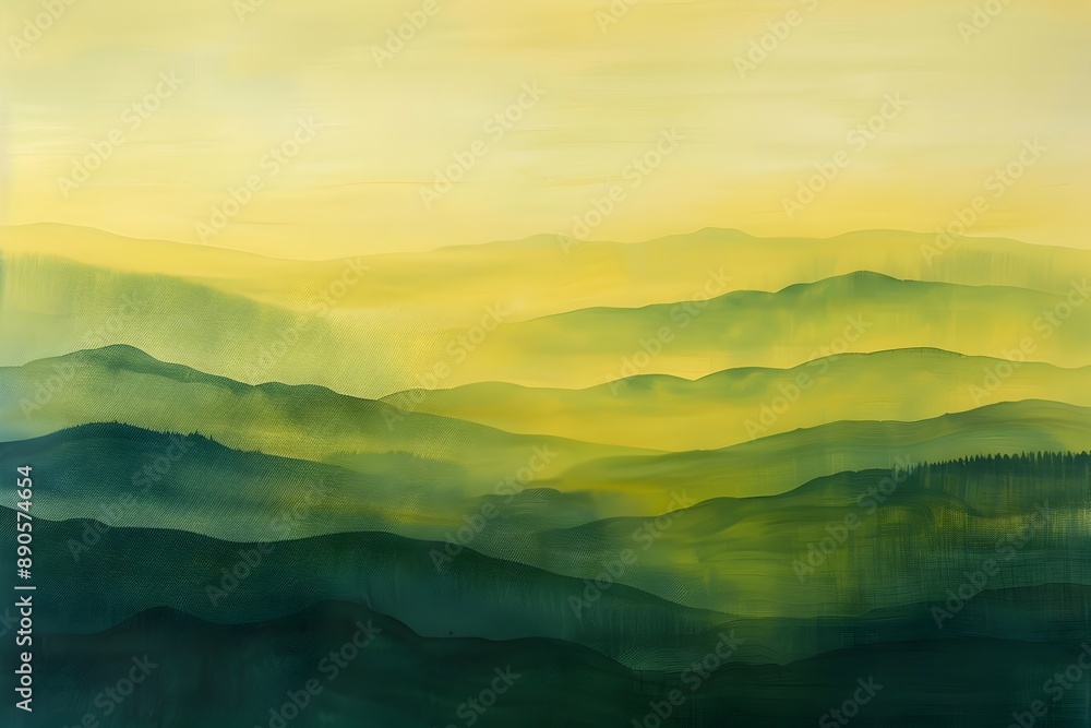 Captivating Landscape Scene of Layered Mountain Ranges in Hazy Ethereal Tones