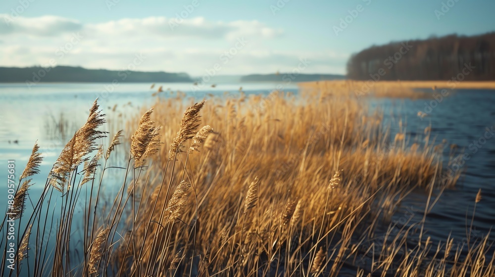 A coastal marsh with reeds A coastal marsh with reeds