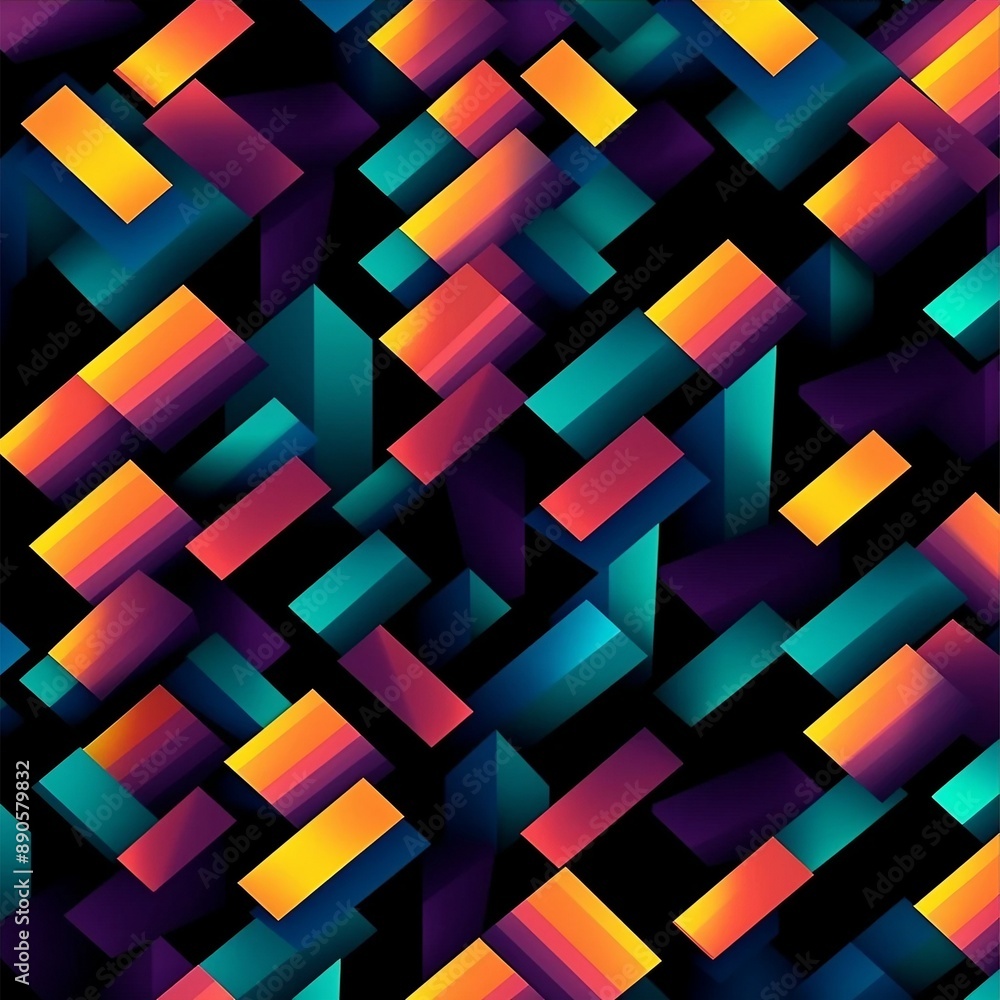 A dynamic pattern of overlapping geometric shapes in vibrant colors of orange, teal, and red on a black background. The design is abstract, creating a modern and visually engaging effect A dynamic pattern of overlapping geometric shapes in vibrant colors of orange, teal, and red on a black background. The design is abstract, creating a modern and visually engaging effect