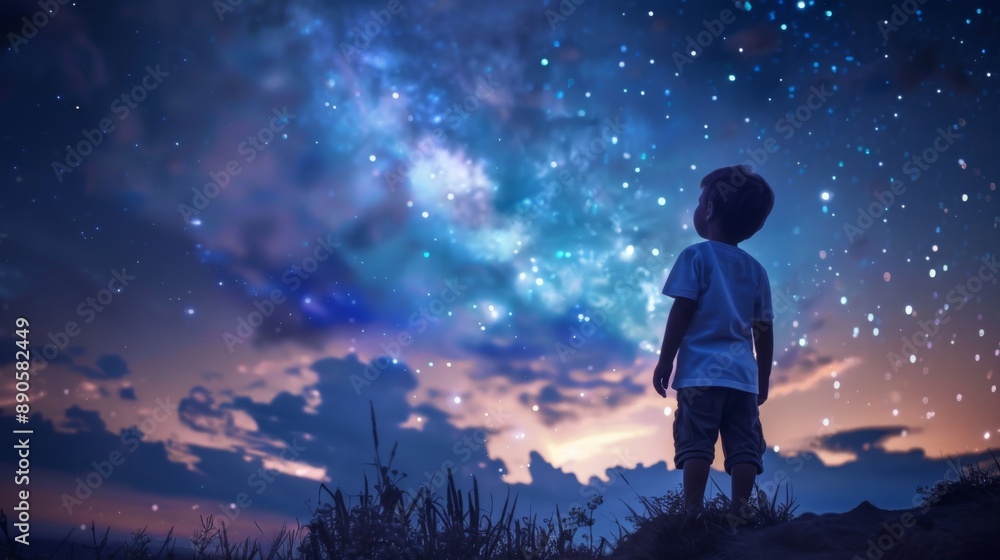 Child prodigy capturing the beauty of a starry night Child prodigy capturing the beauty of a starry night