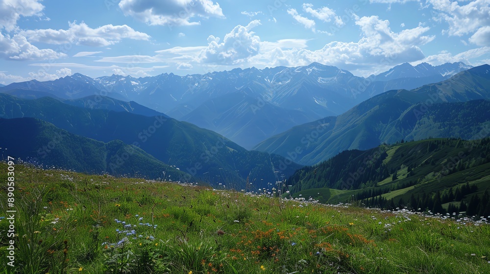 Naklejka premium A mountain plot with a clear view