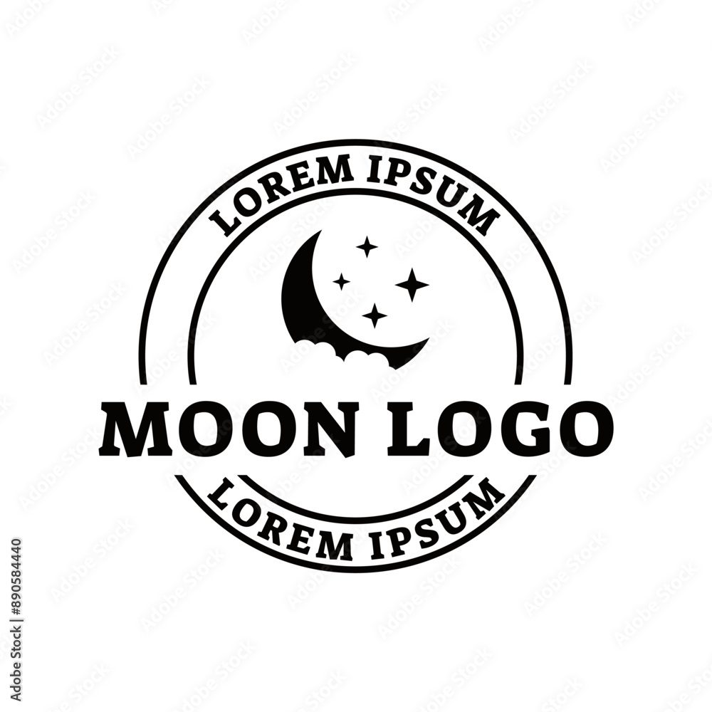 Vector logo a silhouette image of a crescent moon with stars. Vector logo a silhouette image of a crescent moon with stars.
