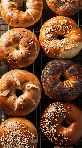 fresh bagels with mixed topping