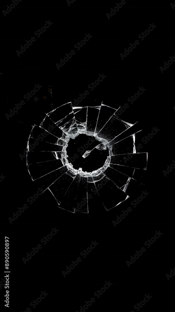 a detailed broken screen in a black background a detailed broken screen in a black background