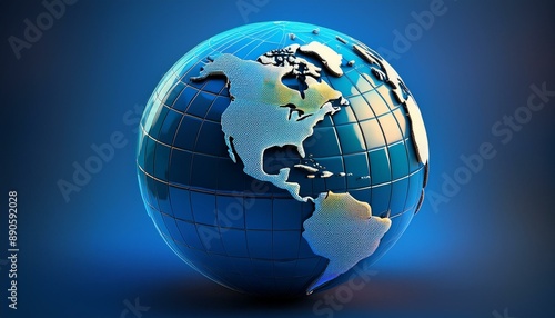 Celestial Globe: Earth's Radiance on a Blue Canvas