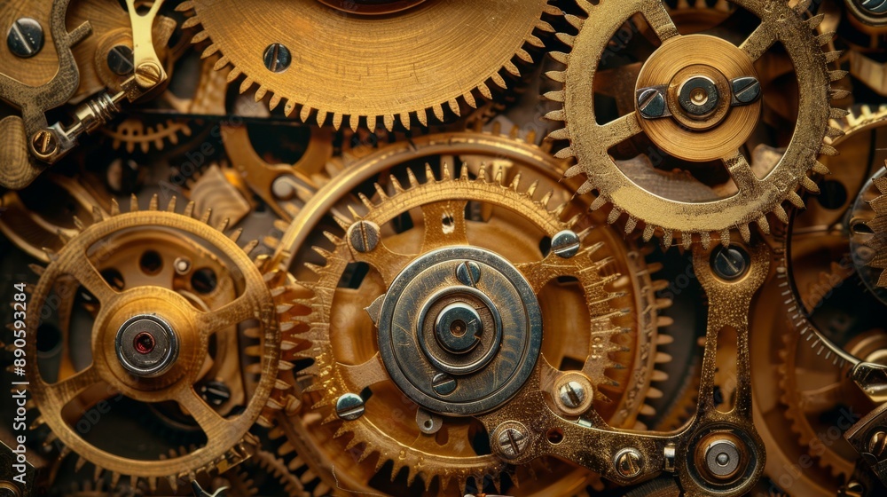 Closeup of intricate clockwork gears. Closeup of intricate clockwork gears.