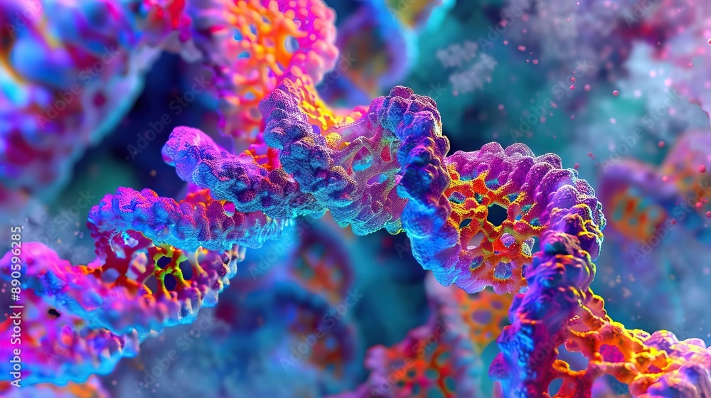 Fototapeta premium Vivid microscopic image of a DNA double helix