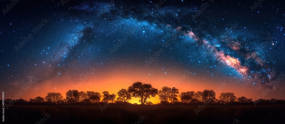Milky Way Over Silhouetted Trees at Dusk Milky Way Over Silhouetted Trees at Dusk