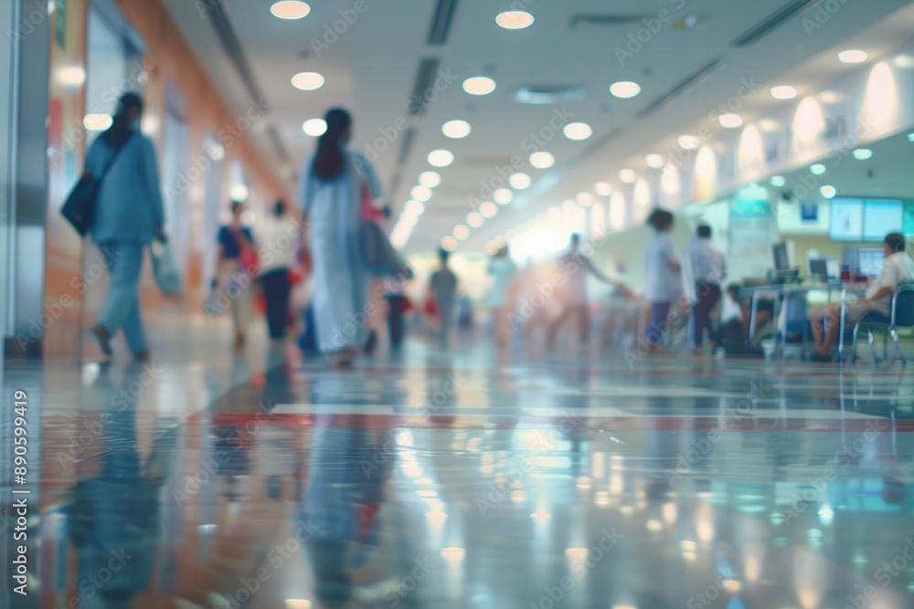 Blurry busy hospital scene background Blurry busy hospital scene background