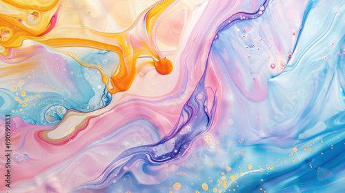 Wallpaper Mural Abstract art piece featuring a vibrant mix of pastel colors in a fluid and dynamic swirl pattern, evoking creativity and imagination Torontodigital.ca