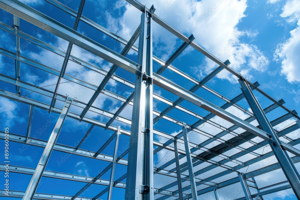 Building metal structure on blue sky view Building metal structure on blue sky view