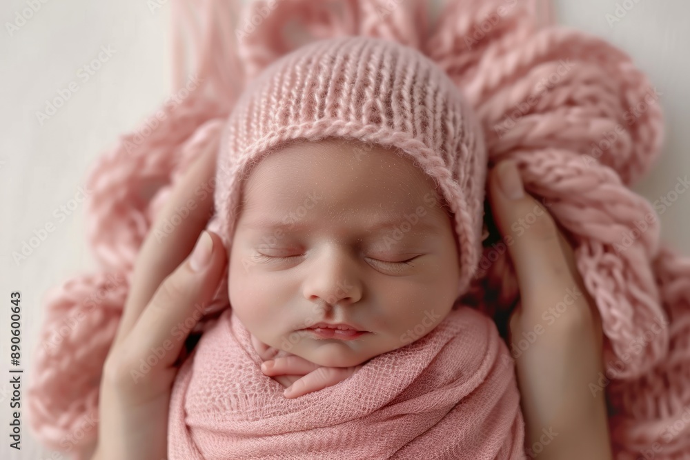 Extreme close-up of soft hand of a newborn baby wrapped in the mother hand on white background Extreme close-up of soft hand of a newborn baby wrapped in the mother hand on white background