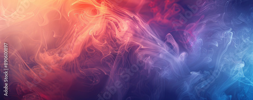 Misty fog in a range of abstract colors swirls gently on a vibrant background, creating a dreamy and ethereal visual with soft, diffused edges.