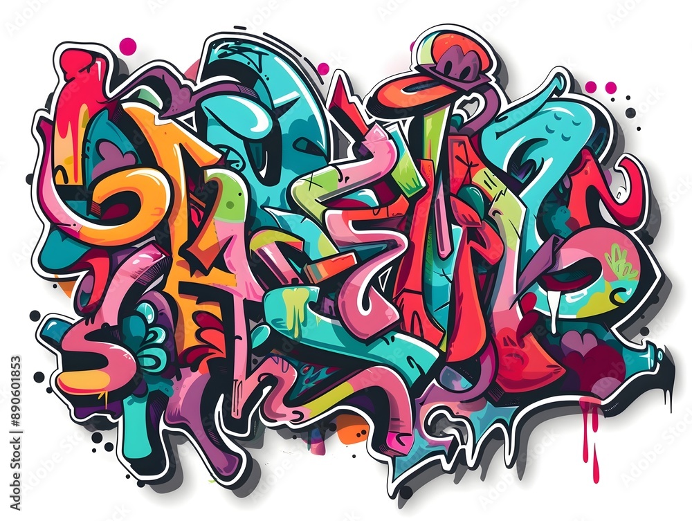 Obraz premium Stylish Graffiti Sticker Design for Streetwear and Apparel