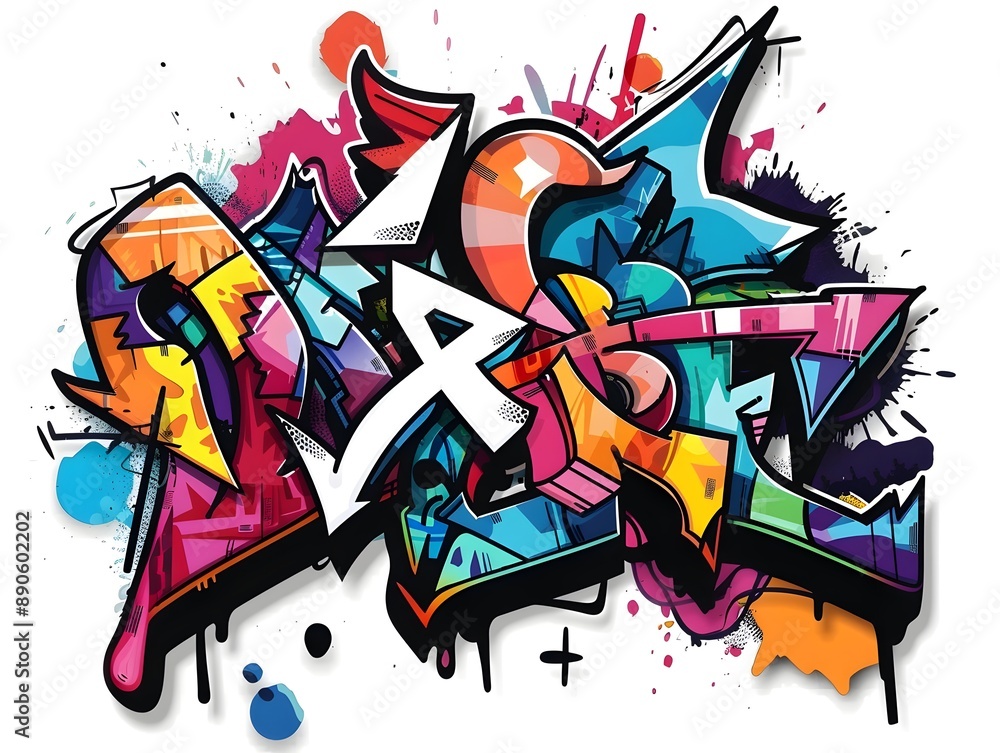 Naklejka premium Stylish Streetwear Graffiti Design for Apparel and Branding