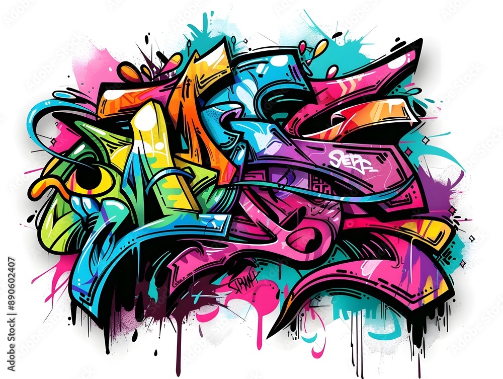 Fototapeta premium Stylish Streetwear Graffiti Design for Shirt or Sticker