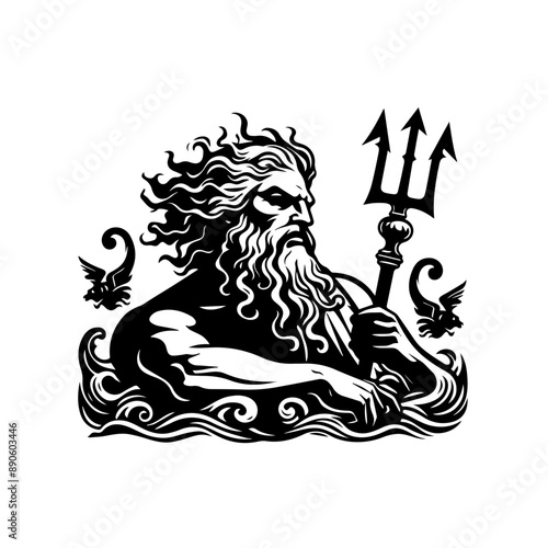 greek god of the underworld Hades illustration. black and white illustration of god Hades no fill. Roman god Pluto. Greek deity. Roman deity
