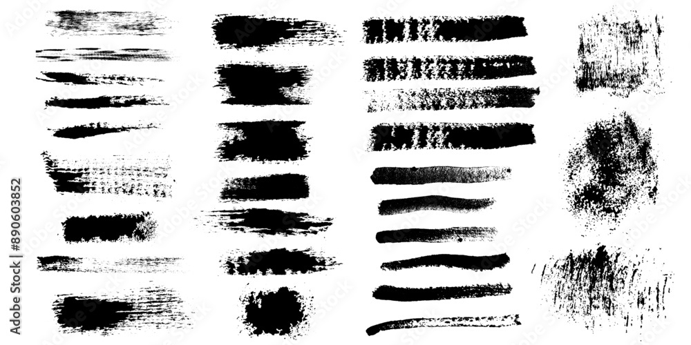 Vector set of grunge brush strokes. Trendy brush stroke for black ink paint,grunge backdrop, dirt banner, watercolor design and dirty texture Vector set of grunge brush strokes. Trendy brush stroke for black ink paint,grunge backdrop, dirt banner, watercolor design and dirty texture