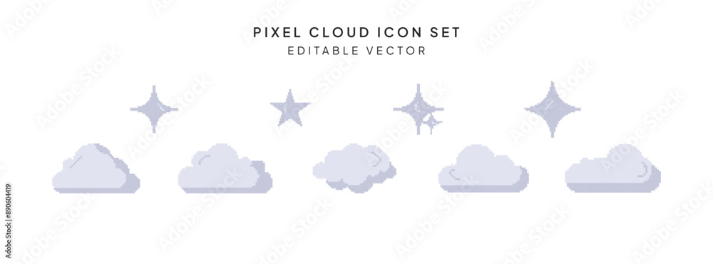 Cloud Pixel Icon Set Vector Cloud Pixel Icon Set Vector