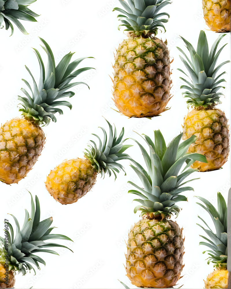 set of pineapple on white set of pineapple on white
