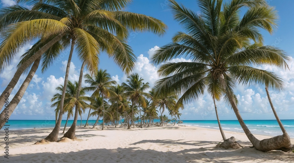 palm trees in summer on the tropical beach palm trees in summer on the tropical beach