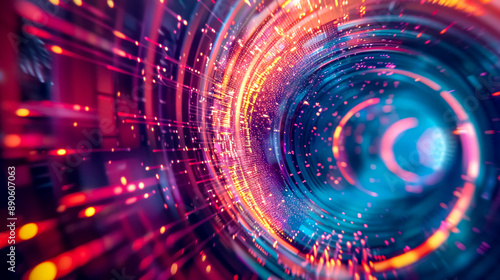 Wallpaper Mural Digital data flowing through cyberspace with glowing light streaks Torontodigital.ca