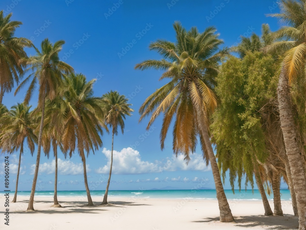 palm trees in summer on the tropical beach palm trees in summer on the tropical beach