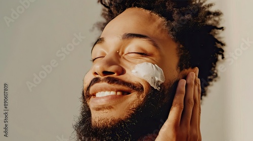 An editorial photograph of a bearded man with a warm smile