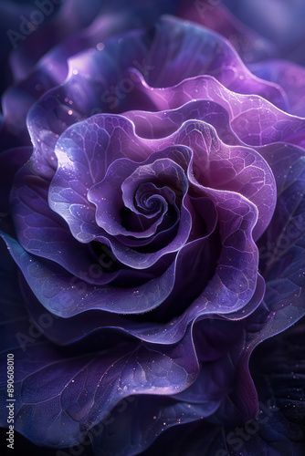 Abstract purple spirals with gradient layers, forming a harmonious and visually engaging pattern,