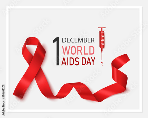 Aids Awareness Red Ribbon. World Aids Day concept. Design for poster, banner, t-shirt. Stop aids vector illustration