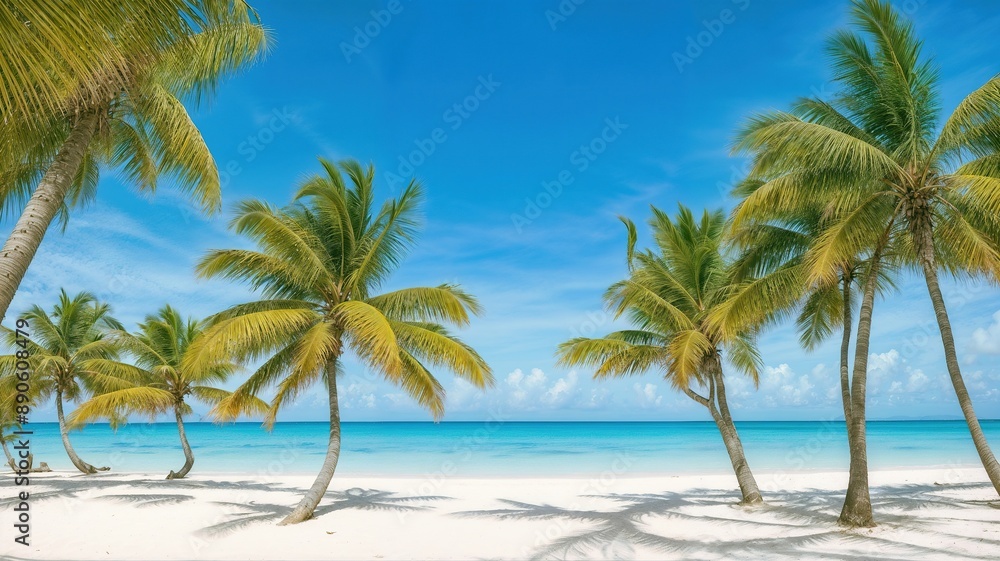 palm trees in summer on the tropical beach palm trees in summer on the tropical beach
