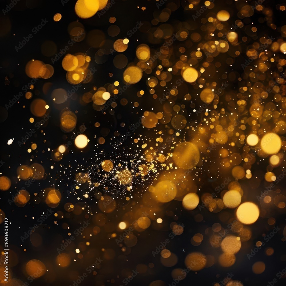 mesmerizing golden bokeh effect with floating light particles and shimmering confetti against a deep black background creating a magical and festive atmosphere for celebrations mesmerizing golden bokeh effect with floating light particles and shimmering confetti against a deep black background creating a magical and festive atmosphere for celebrations