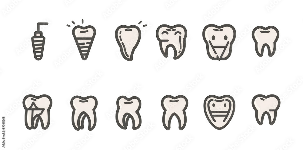 Dental clinic teeth icons set isolated on transparent background cutout PNG Dental clinic teeth icons set isolated on transparent background cutout PNG