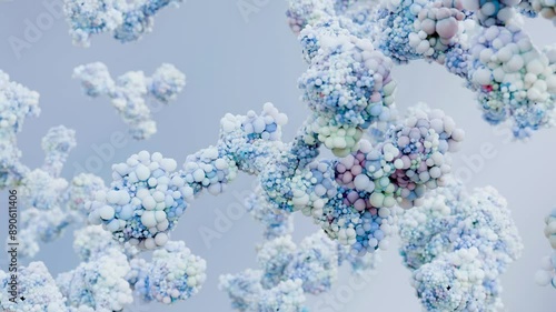 antibodies or immunoglobulin protein or enzyme Molecular structure, Chain of amino acids, biological concept, chemistry and biochemistry, DNA proteins, hydroxyproline, closeups formation, 3d render